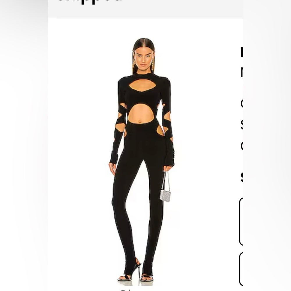 Norma Kamali Long Sleeve Aztec Black Cutout Catsuit